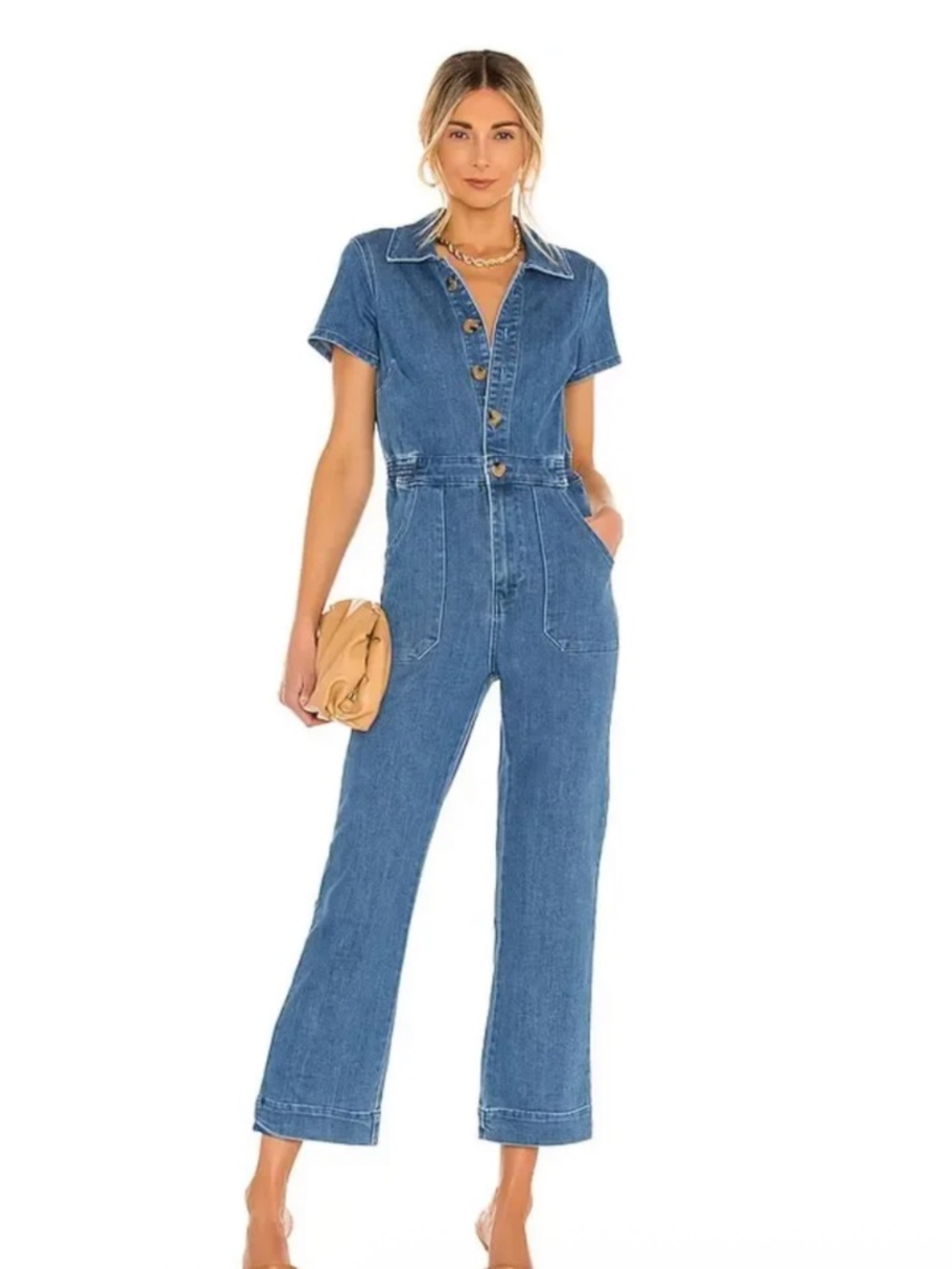 show me your Mumu denim emery jumpsuit